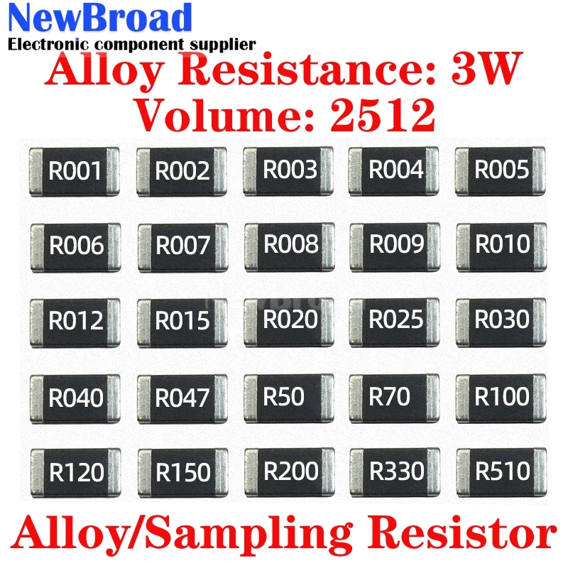 20PCS/LOT SMD Alloy Sampling Resistor 2512 3W 1% Detection Current High-Power Resistor 0.5R 0.02R R020 R500 0.0002R R500