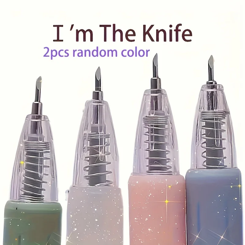 2Pcs Retractable Precision Carving Pen Cutter Random Color Multi Purpose Cutting Tool For DIY Scrapbooking Sticker Making Art Cr