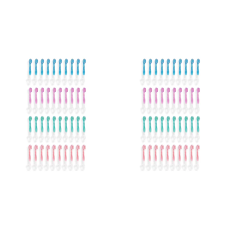 

80 упаковок одноразовых мини-зубных щеток для путешествий — функция 5 в 1, портативный портативный в индивидуальной упаковке для даты и путешествий