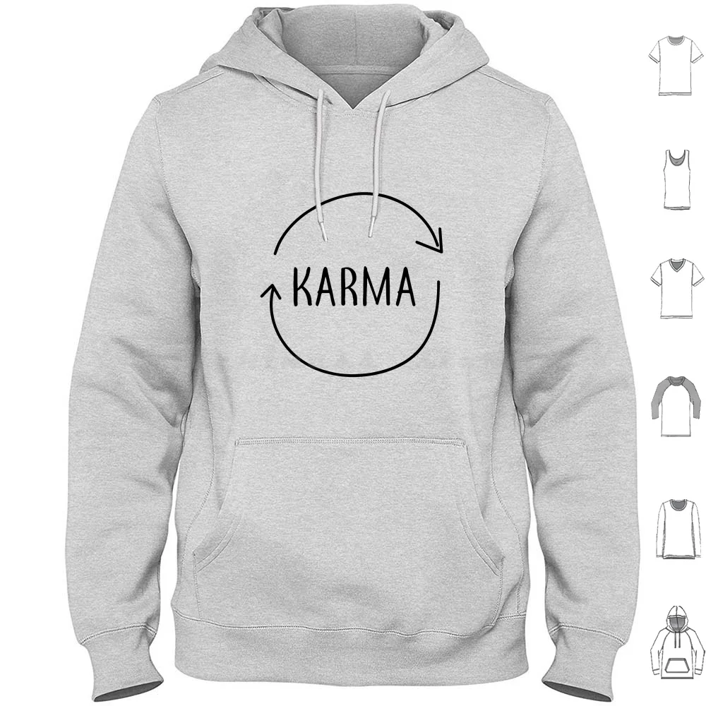 Karma Hoodie Baumwolle Langarm Karma Text Markenlogo Monochrom Religiöses Symbol Religion Hindu Monochrom