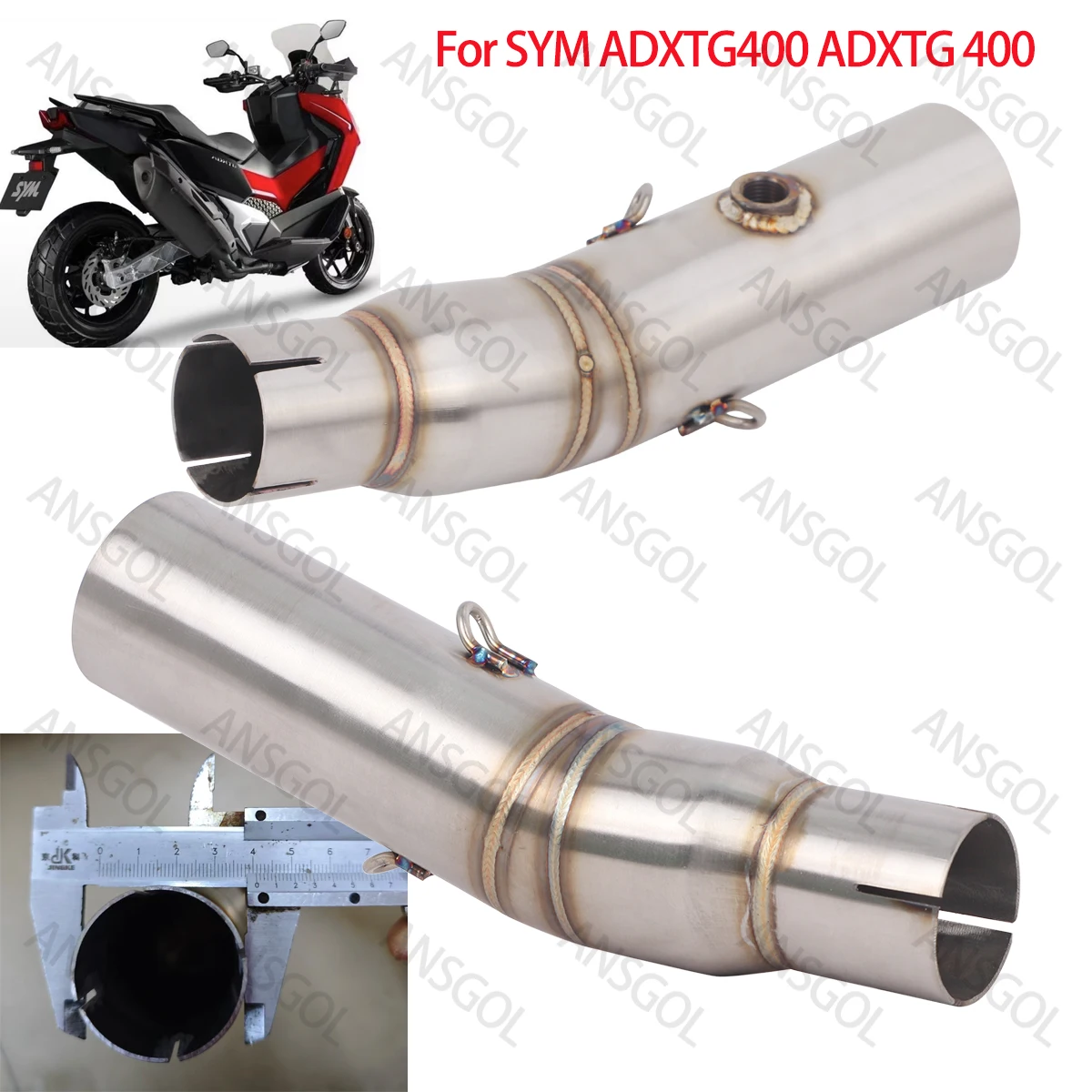 Exhaust Mid Pipe with Sensor For SYM ADXTG400 ADXTG 400 Escape Motorcycle Muffler Middle Pipe For 51mm Muffler Modify