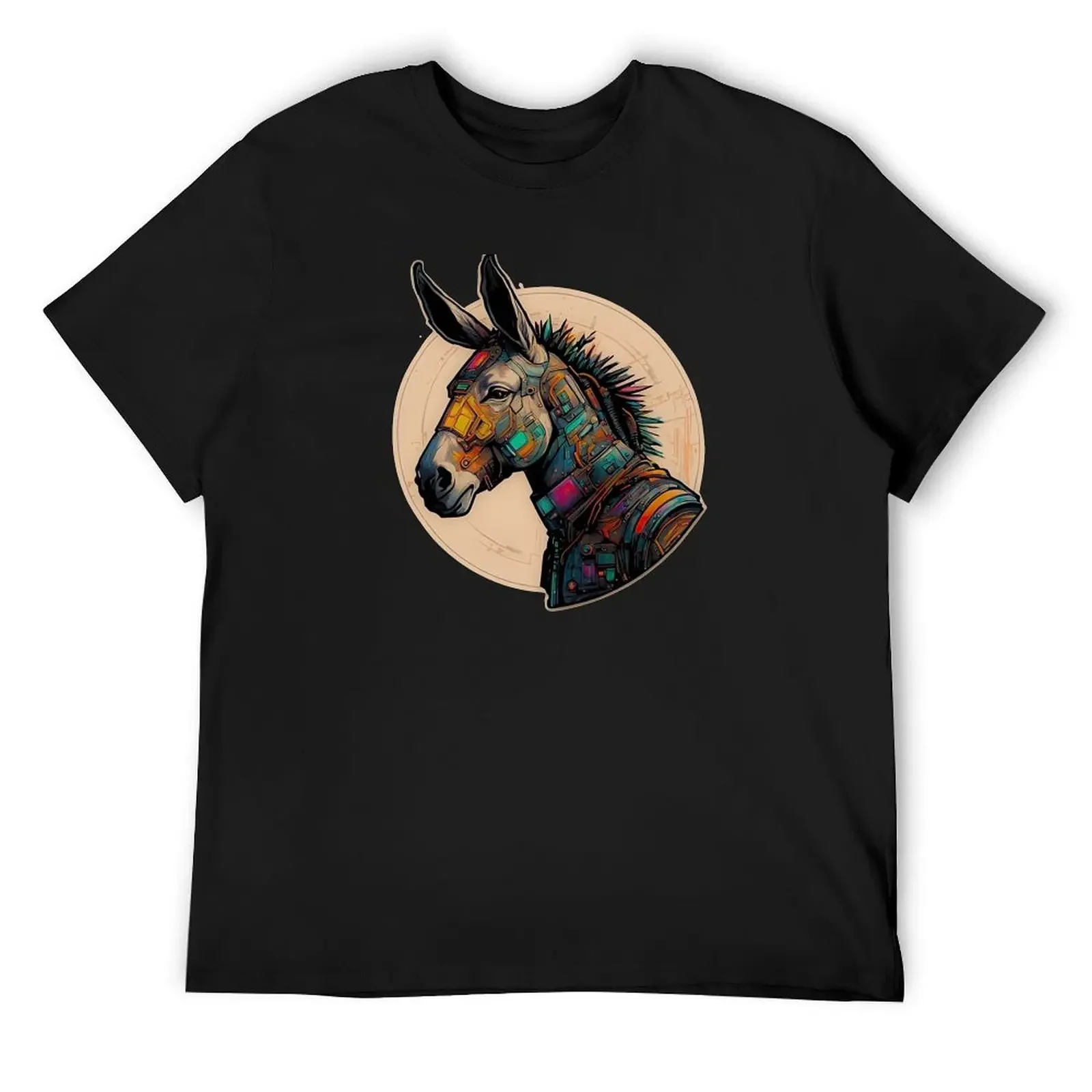 

Futuristic Donkey Cyborg in Beautiful RGB Colors T-Shirt anime stuff Luxury man Louboutins Men's cotton t-shirt