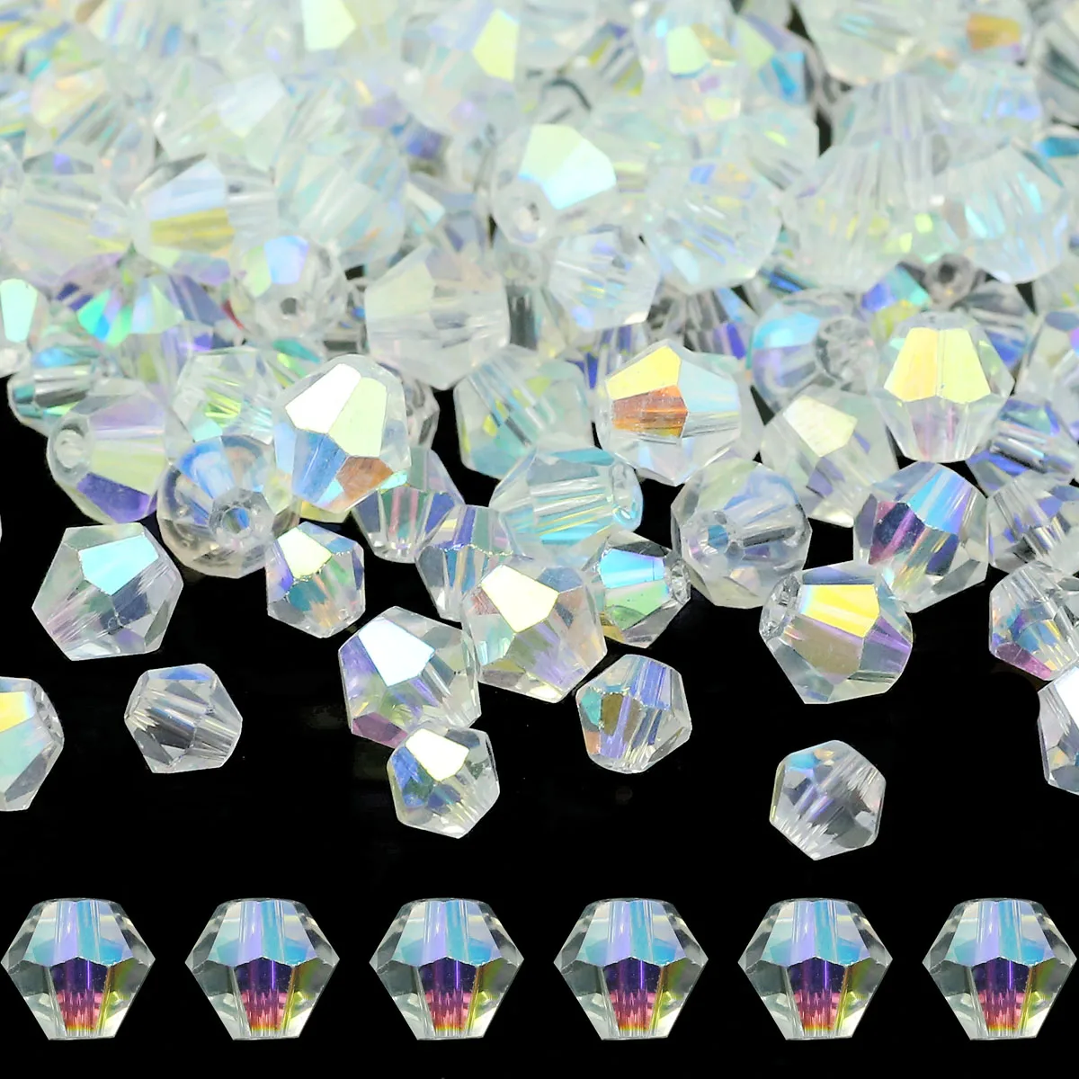 4/6/8MM Tip Super Bright Semitransparent Crystal Spacers Loose Beads For Jewelry Making DIY Charms Bracelet Accessories 37-80PCS