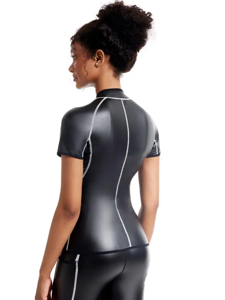 Jaet da donna in pelle Or Sve con cerniera Casual Biker Slim Fit quattro dimensionale elastico PU Faionable Moto Jaet