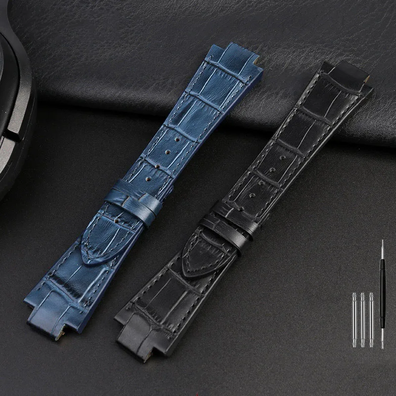 Leather Watch band For MAURICE LACROIX AIKON Series AI6008 AI1018 AI6038 AI6058 Embedded Steel Grain Watch Strap Men Bracelet