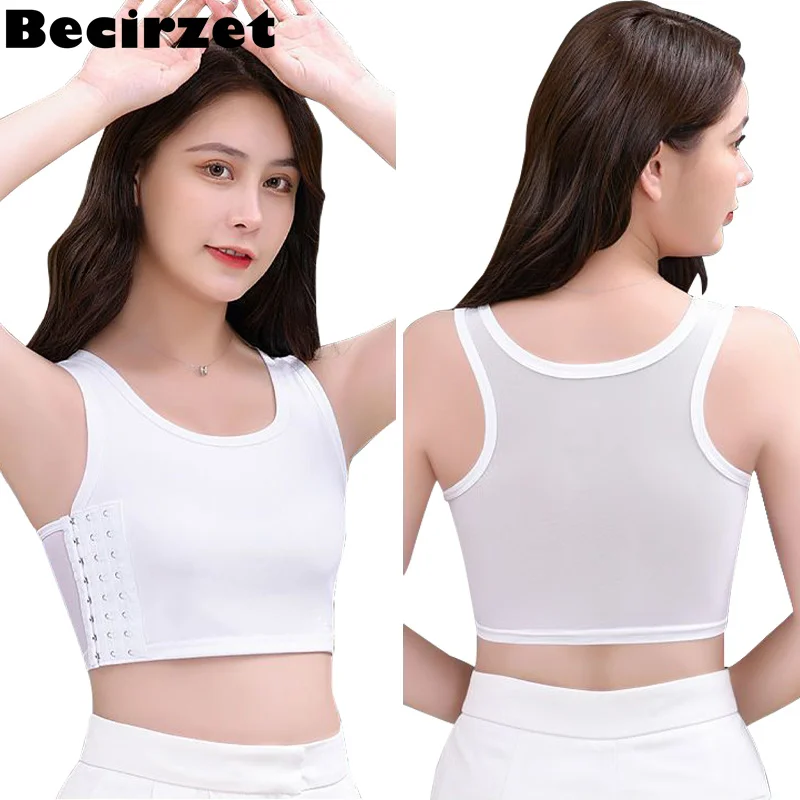 

Becirzet Women Breathable Chest Breast Binder Side Buckle Short Vest Tops Binder Tomboy Wrap Bandage Underwear