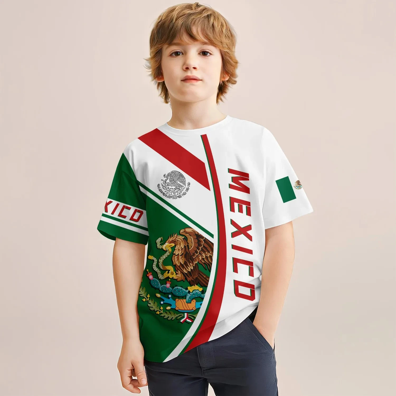 Children's Clothing Boy Tshirt Short Sleeve 3D Mexico Flag Print Children T-Shirts Funny Tops Casual O-Neck Pullover Unisex Tee