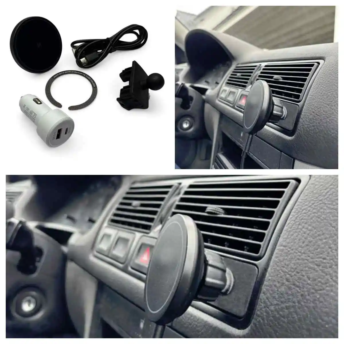 

Full Set Black Phone Mount Holder Mounting for Mag Safe Charg-er For VW MK4 Golf Jetta GTI GLI R32 LHD LEFT Hand Drive Model