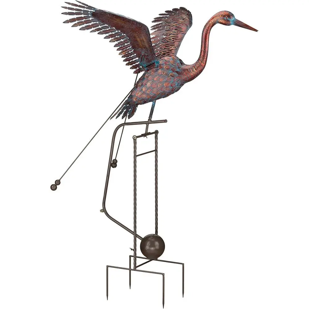 

61, кинетическая металлическая скульптура крана с движущимися крыльями | Открытый садовый художественный декор для двора и патио