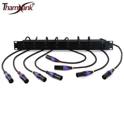 8-Way 1U Cabinet XLR Audio Jumper Rack,8-Hole 3Pin XLR Male MIC Socket to Male XLR Pass Through Connector Converter Audio Cable