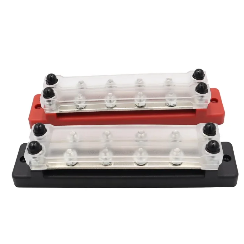 Wotor-boat RV Yacht Circuit Modification Busbar M6 Double Row 4-way Terminal Block with Transparent Cover Busbar Accessories