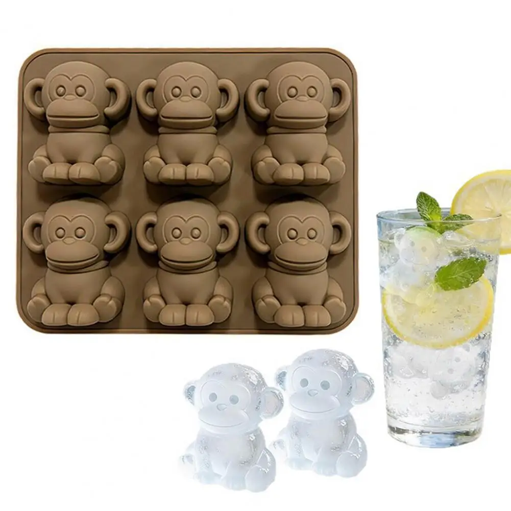 Monkey Shaped Candy Mold Silicone Ice Tray with Leak-proof Lid Monkey-shaped 3d Mold for Ice Cubes Chocolate Jelly for Whiskey