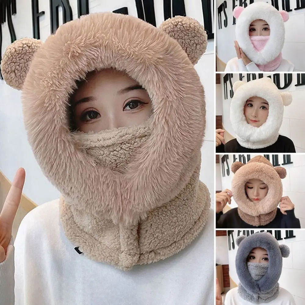 

Cute Keep Warm Beanies Cap Windproof Coldproof Plush Hat Earflap Earmuff for Outdoor Riding