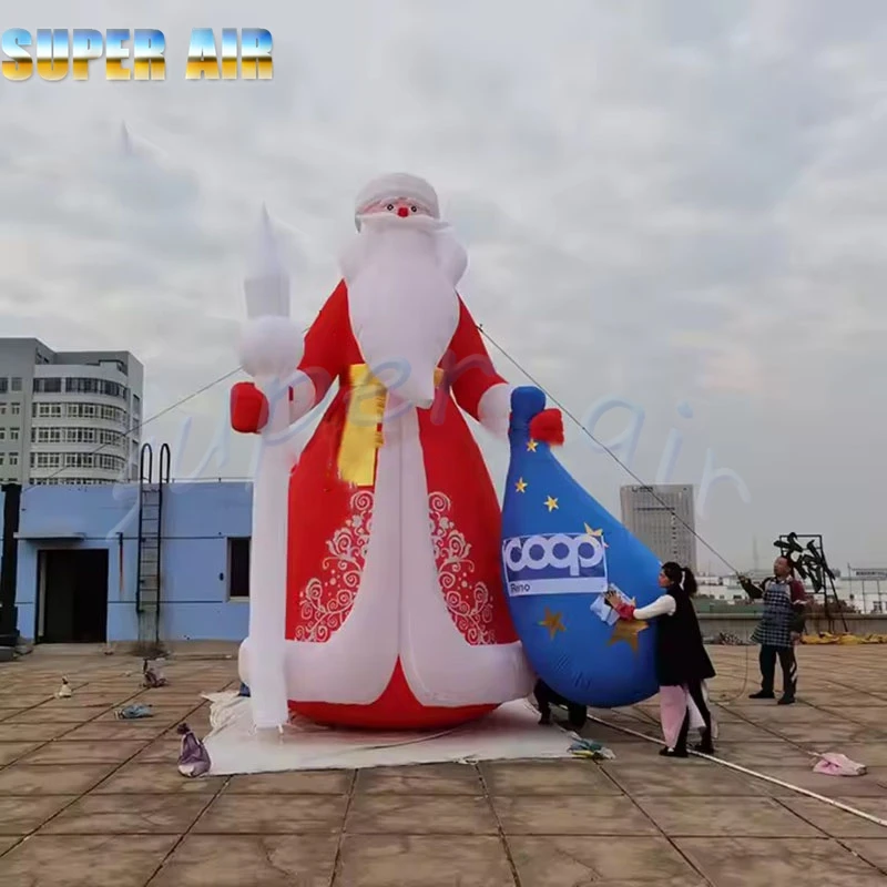Celebración de Navidad maravillosa decoración inflable Papá Noel enviar regalos para fiesta