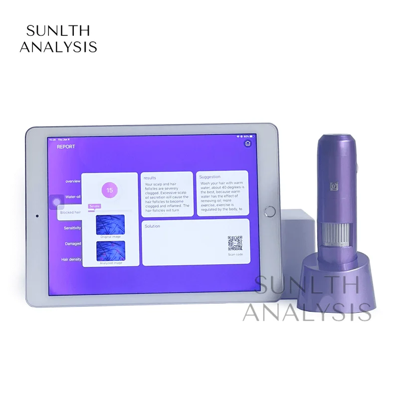 Wireless Scalp Analysis Hair Follicle Detecting Machine Connect iPad and Phone Gaving Test Reports For Beauty Salon Use