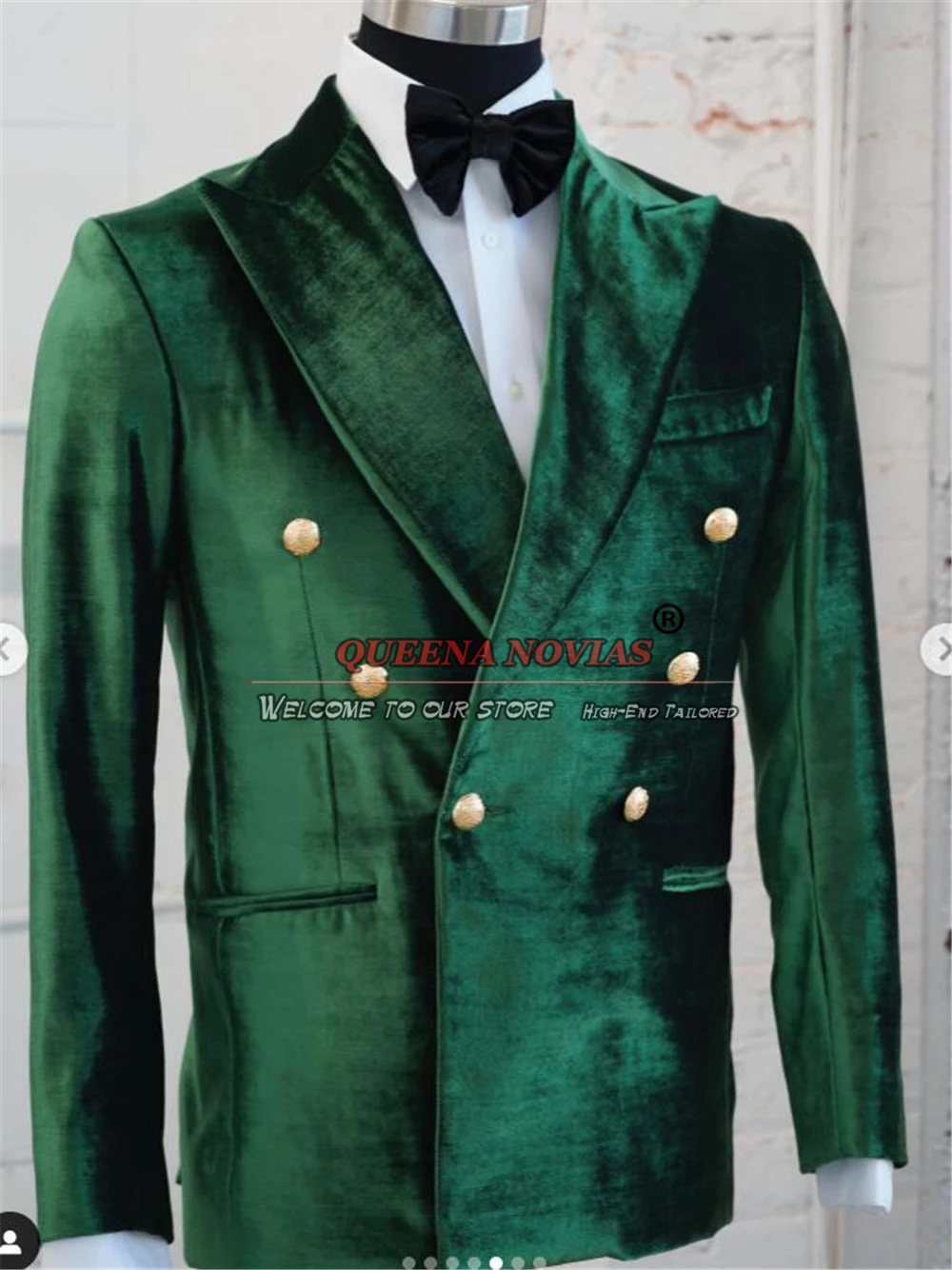 Trajes verdes de trespassado duplo masculino, jaqueta com calça, blazer de metal dourado, sing de casamento personalizado, fantasia, 2 peças