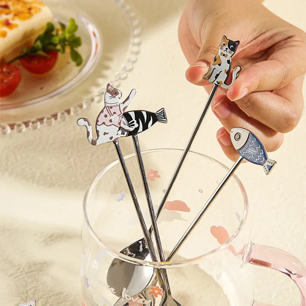 

Polished Cat Fish Stainless Steel Spoon Colorful Japanese Korean Style Stirring Spoon Stirring Spoon Dessert Spoon Gifts