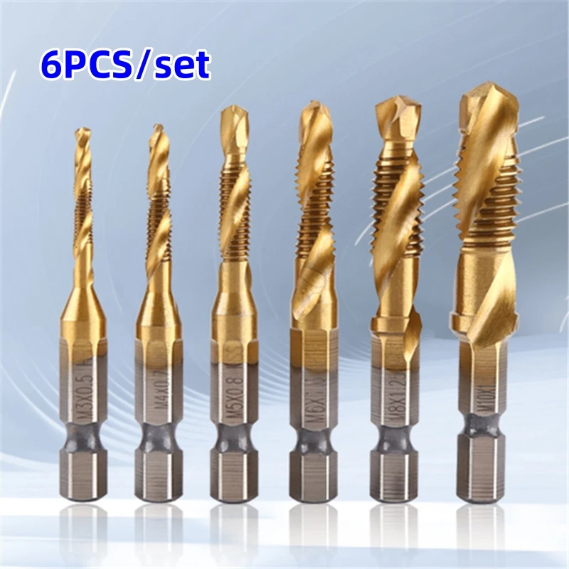 M3-M10 сверла для шнекового крана HSS, столешница, набор из 6 шт., метрические комбинированные сверла, высокоскоростное стальное сверло