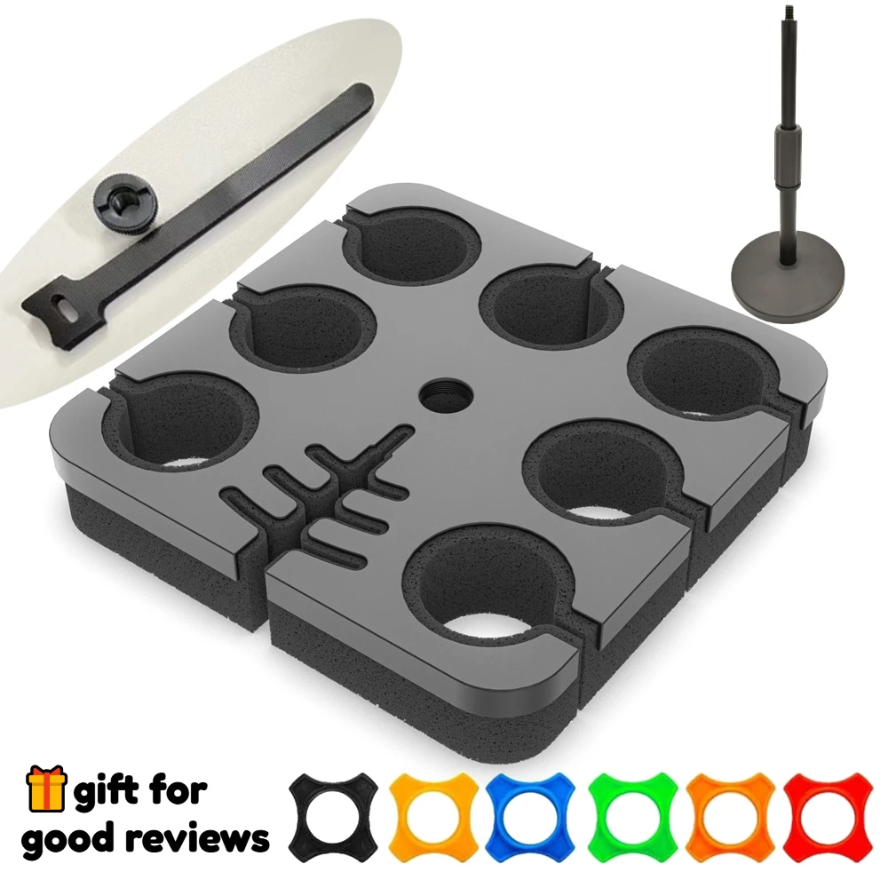 Microphone Holder Cable Hanger Organizer for Mic Stand 7-Slot Multi-Microphone Holder On Stage Organizer and Display