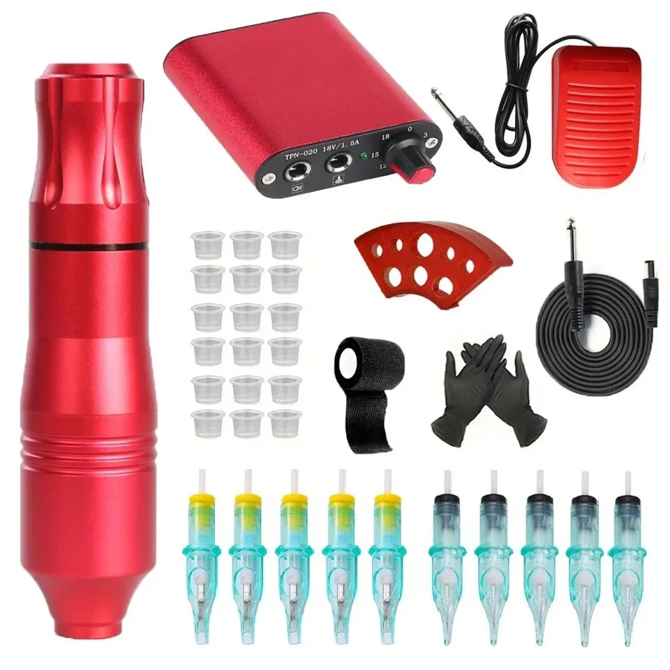 

Professional Rotary Tattoo Pen Kit DC Jack Digital Tattoo Power Supply,10PCS Tattoo Needles Permanent Makeup &Tattooing Supplies