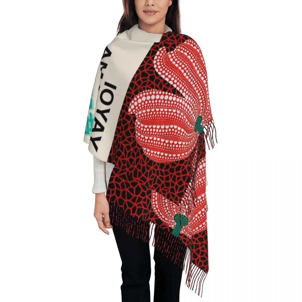 

Винтажный шарф с тыквой и кисточками Yayoi Kusama, женские мягкие шали с абстрактным искусством, женские зимние шарфы