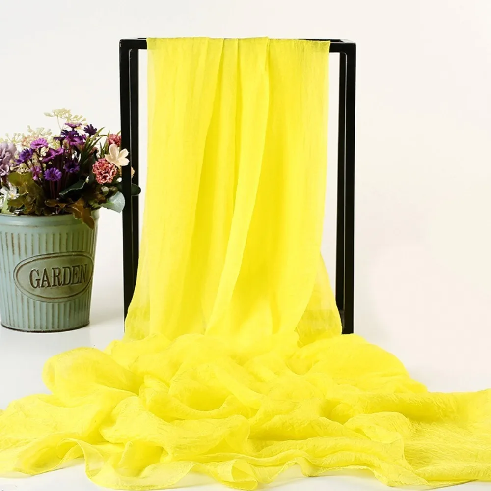 新しいシフォン生地スカーフ無地抗 UV ビーチスカーフマルチカラーソフトロングラップショールギフト