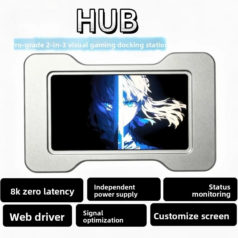 Aluminum Alloy Type-c Hub 2 To 3 Ports Docking Station 8k Video Output with Power Supply for Portable Screen Handheld Console
