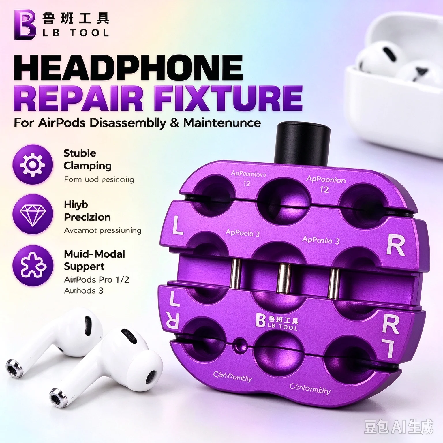 LUBAN TOOL Headphone Repair Fixture for AirPods Pro and AirPods (1st/2nd/3rd Gen) – Precision Aluminum Alloy Clamp