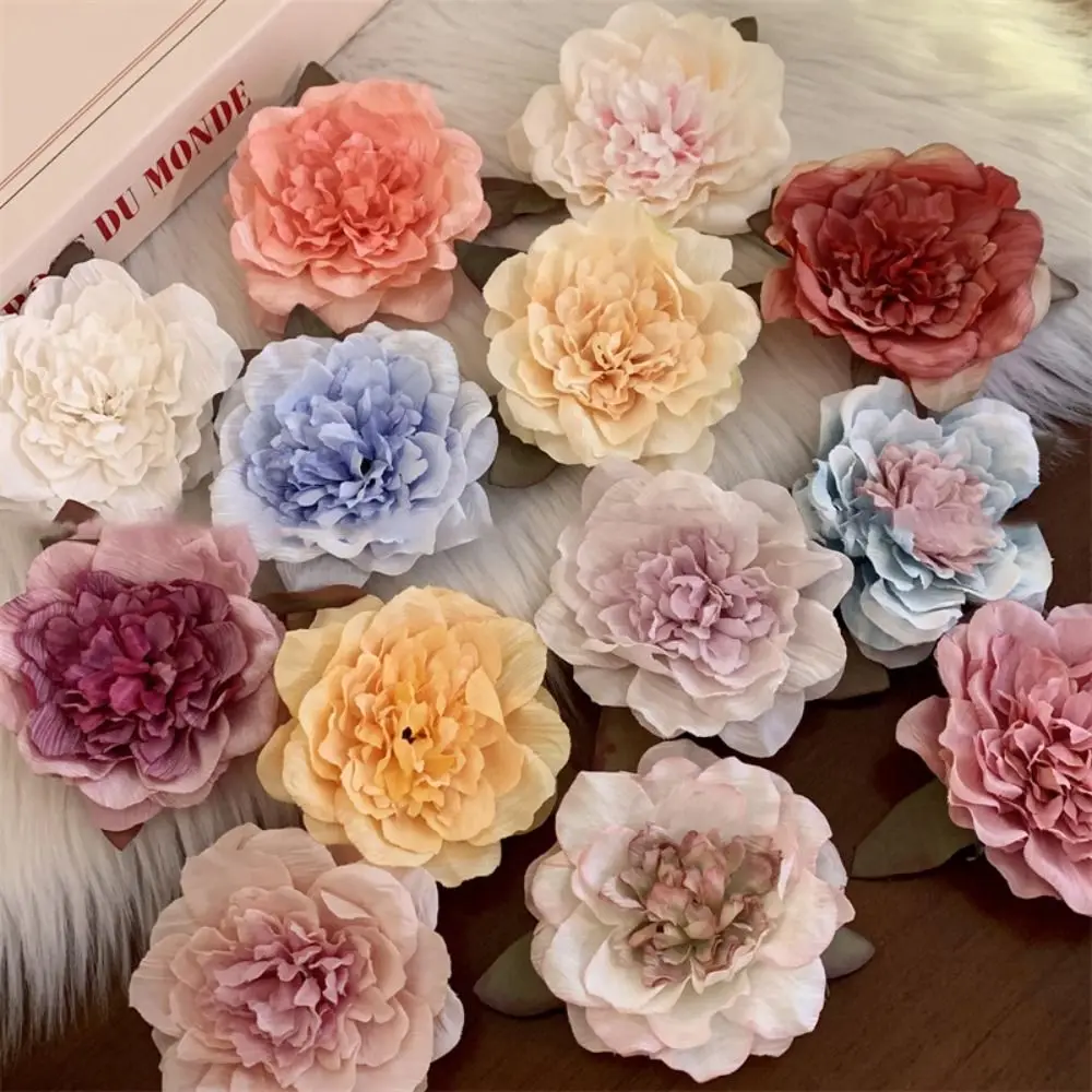 2PCS Peony Flower Hair Clip Cute Bohemia Big Side Hairgrips Flower Ponytail Hairpin Wedding Bridal