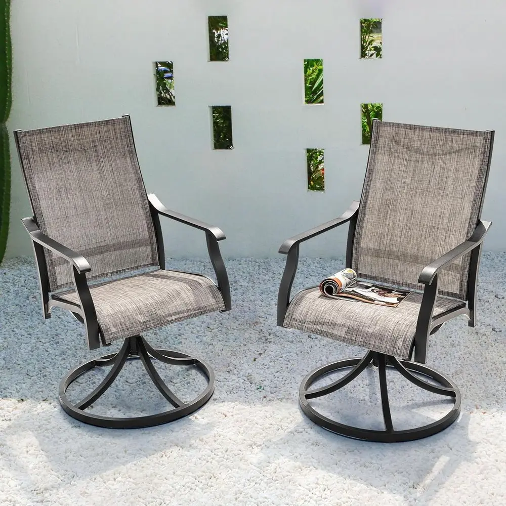 

Комплект из 2 всепогодных обеденных стульев из текстилена с высокой спинкой, уличная мебель, подходит для газона, веранды или балкона