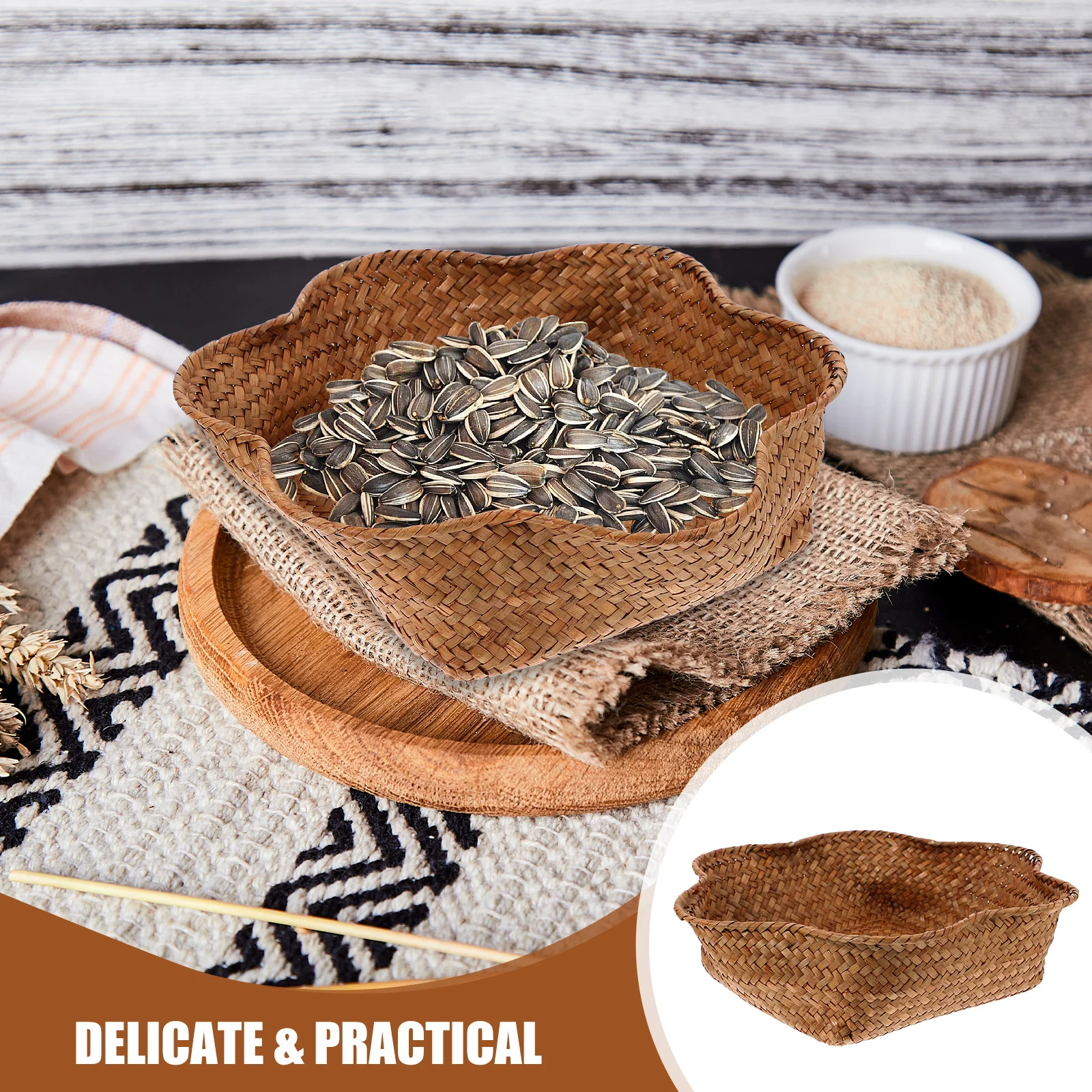 

Dry Fruits and Nuts Platter Tray Multi-function Storage Candy Basket Khaki Plate