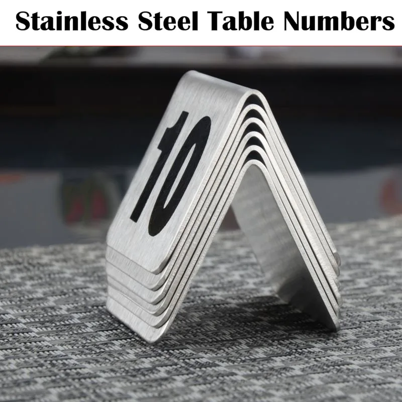 5 قطعة مزدوجة الجانبين الفولاذ المقاوم للصدأ الجدول أرقام 1-25 علامات لوحات مطعم مقهى بار مكان الجدول ماركر مكتب حاملي بطاقات أرقام