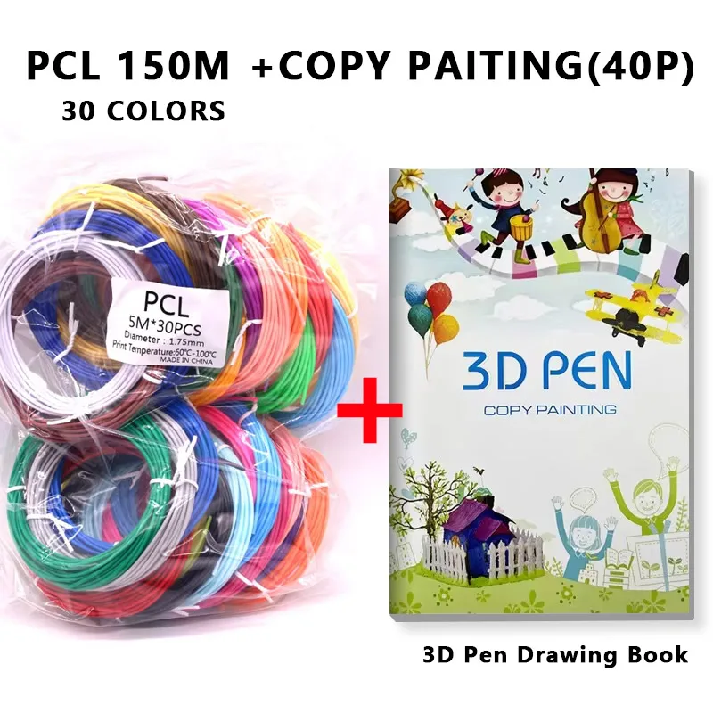 

3D Pen Filament PCL Low-Temperature Consumables 1.75mm Diameter 40 Pages of 3D Pen Drawing Paper for 3D Pen Printing