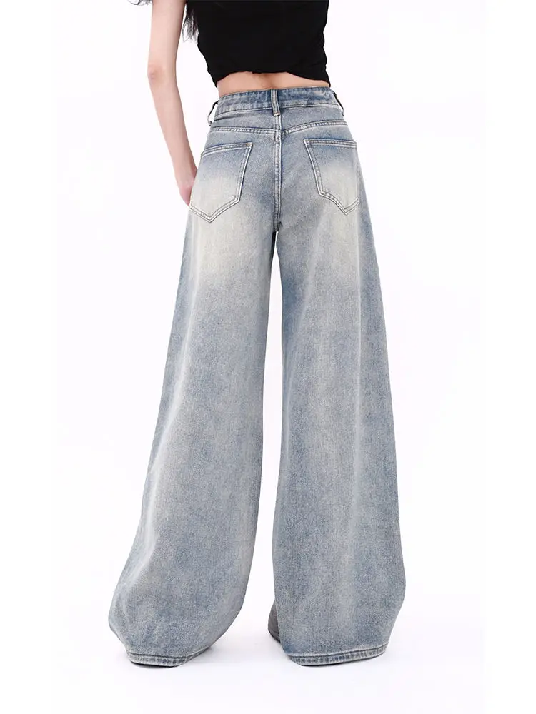 ADAgirl-Pantalon en denim imprimé arc-en-ciel Harajuku pour femme, jean taille haute surdimensionné, streetwear vintage, hip hop, décontracté, fjk, Kpop, Y2K