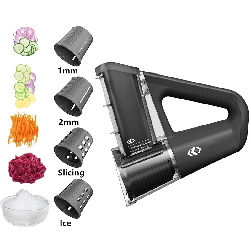 LMETJMA Electric Cheese Grater Portable Salad Maker With 4 Different Shapes of Blades 40W Electric Rotary Slicer Shredder JT363