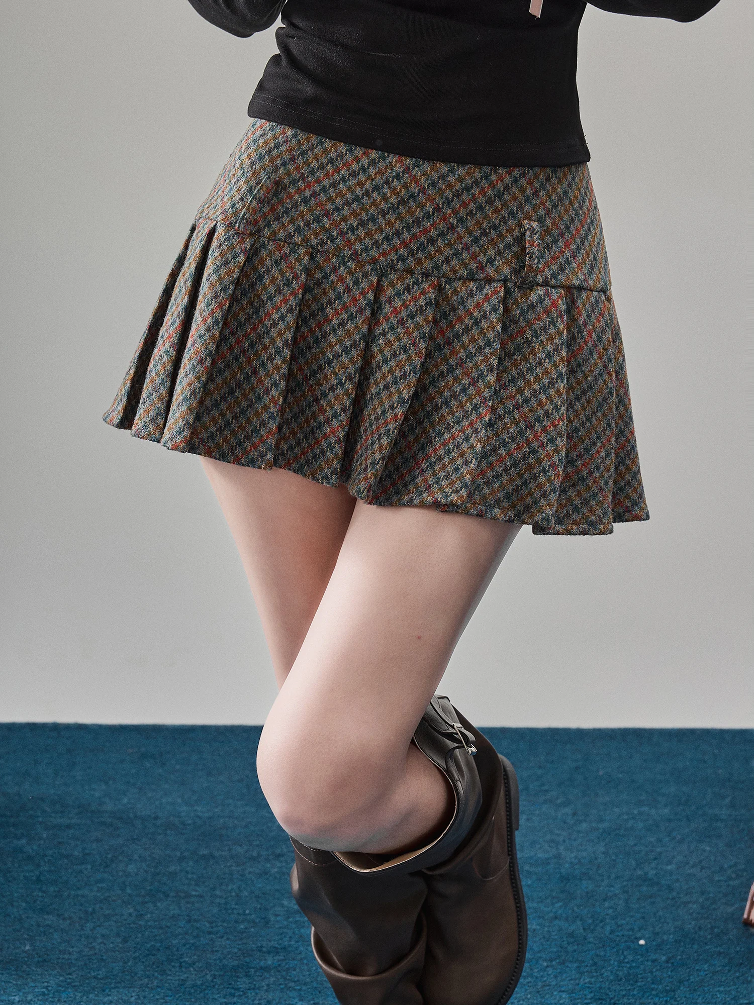 

Юбка из твида Swee Tweed женская осенне-зимняя, плиссированная, А-силуэт, короткая, с высокой талией, повседневная, для девушек, модная, производство Китай