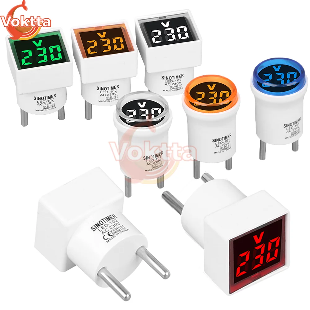 AC50-500V LED Digital Voltmeter Ammeter Mini Euro Plug Voltage Tester Monitor Voltage Current Meter Detector Voltmeter Indicator