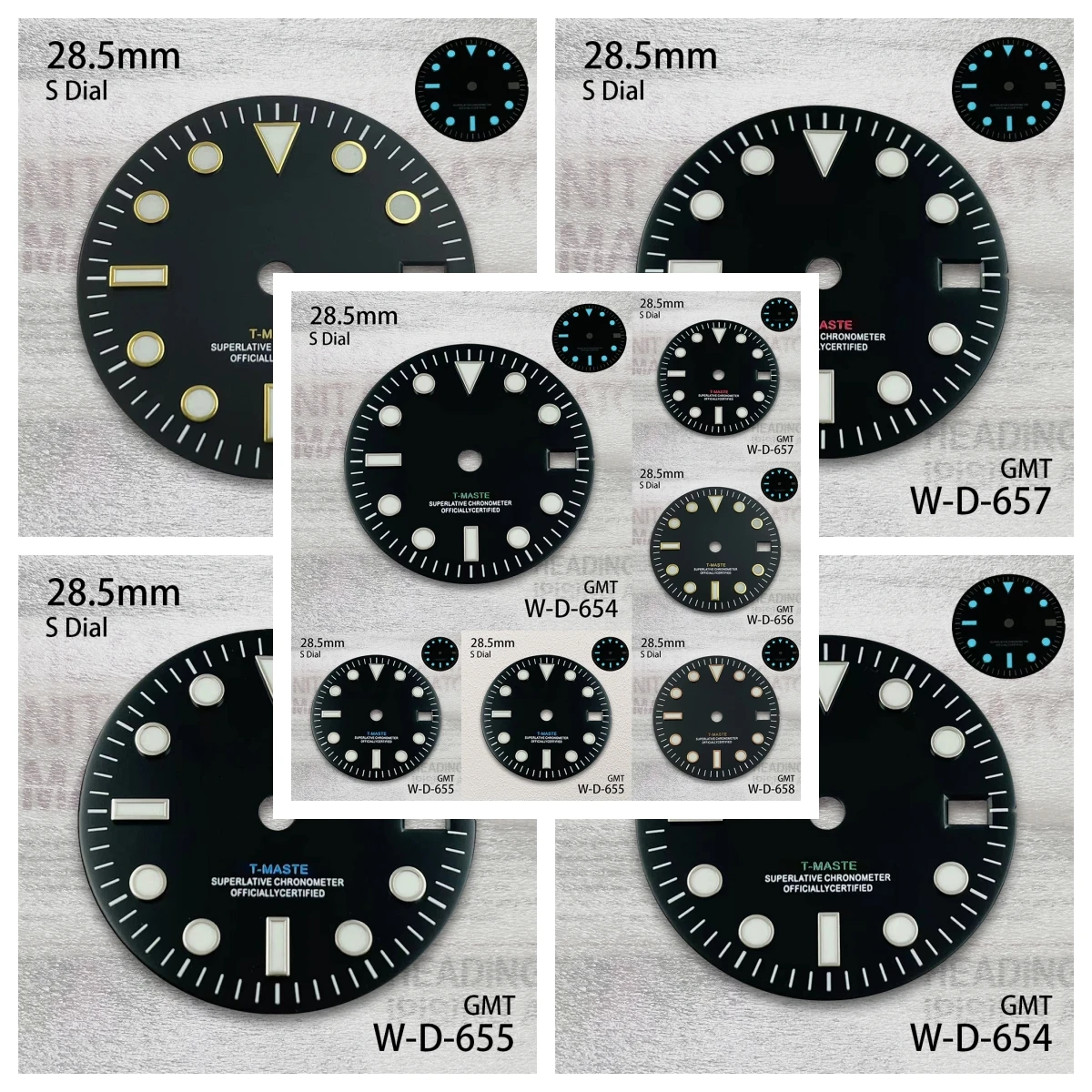 

28.5mm S Logo GMT Black Dial Fit NH34 Movement Ice Blue Luminous Watch Modification Accessories