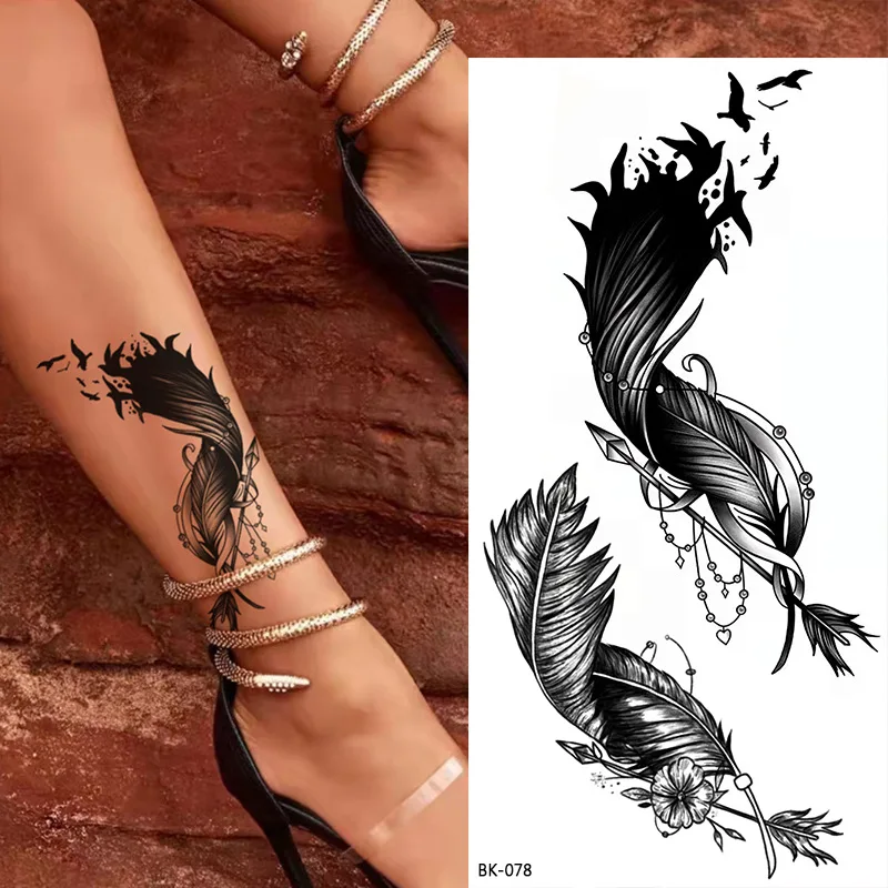 Esboço tatuagem flor temporária braço inteiro corpo arte adesivos adulto semi permanente falsa tatuagem para mulher à prova dwaterproof água fácil de aplicar