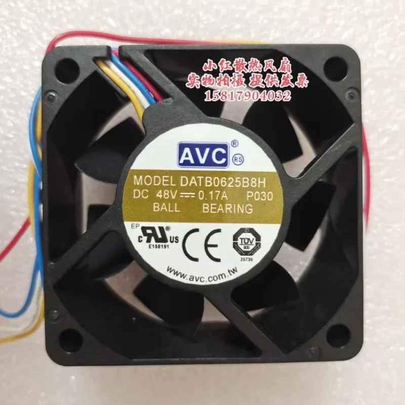 Ventilador de refrigeración de servidor de 4 cables AVC DATB0625B8H P030 DC 48V 0.17A 60x60x25mm