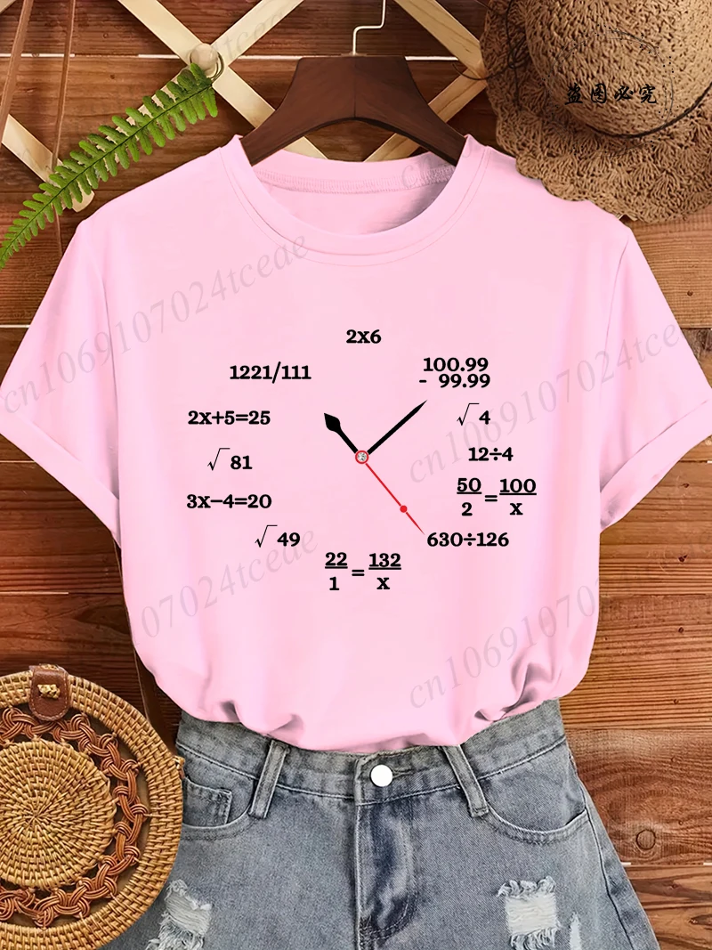 Mathematical Expressions Clock Shirt,Fun and Educational Math Graphic Geek Tee,Math Lover T-Shirts Short Sleeve Tops Cute Gift