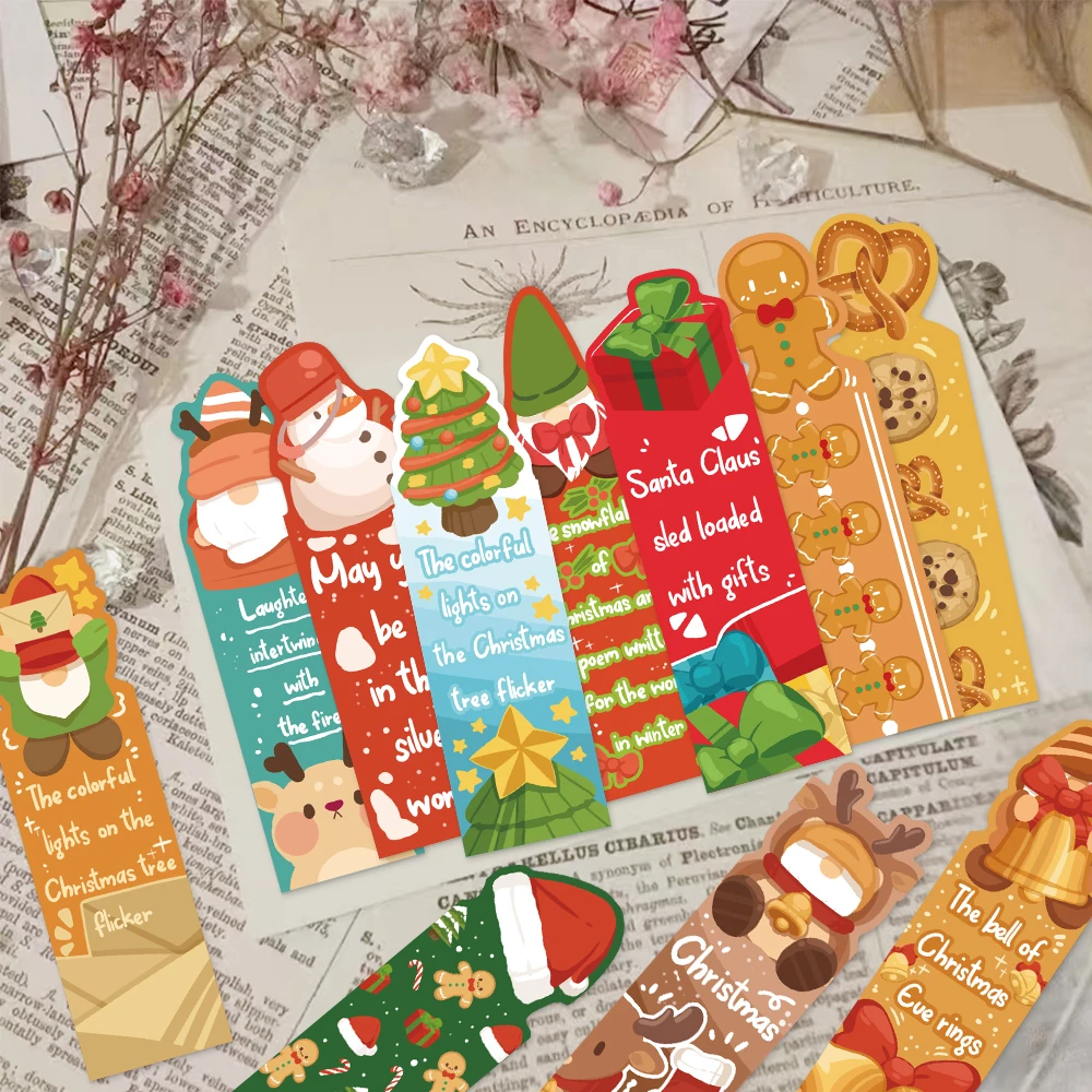 30PCS Fun Christmas English Creative Portable Laptop Travel Graduation Student Graffiti Stationery Page Bookmarks