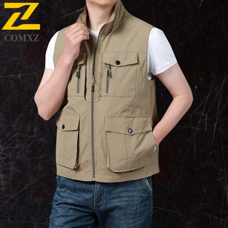 

Outdoor Multi Pocket Fishing Vest Men's Autumn 2025 Casual Mesh Sleeveless Work Jacket Waistcoat Male Camping Hiking Thin Vests