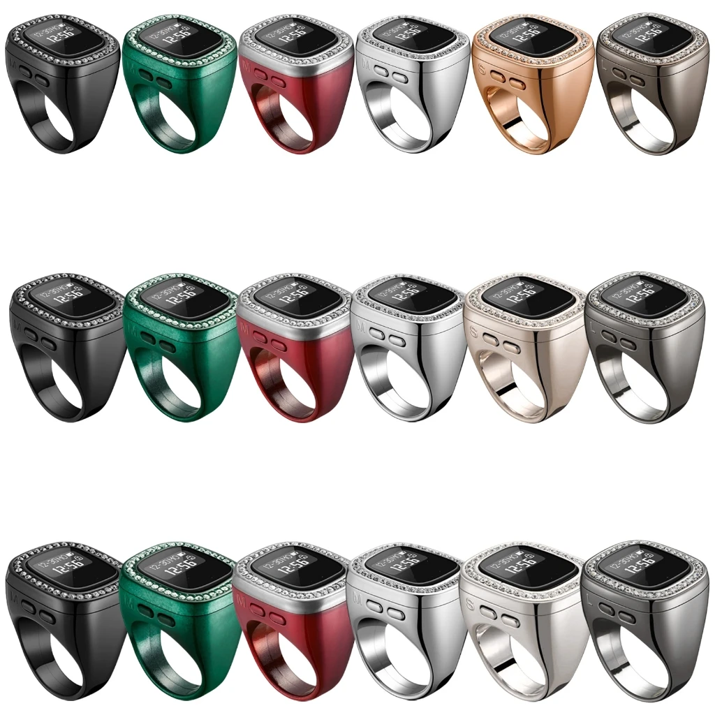 

1 шт., большие кольца для счетчика пальцев Tasbih, интеллектуальная сигнализация Азана, напоминание о вибрации, электронный счетчик пальцев Tasbih для молитвы