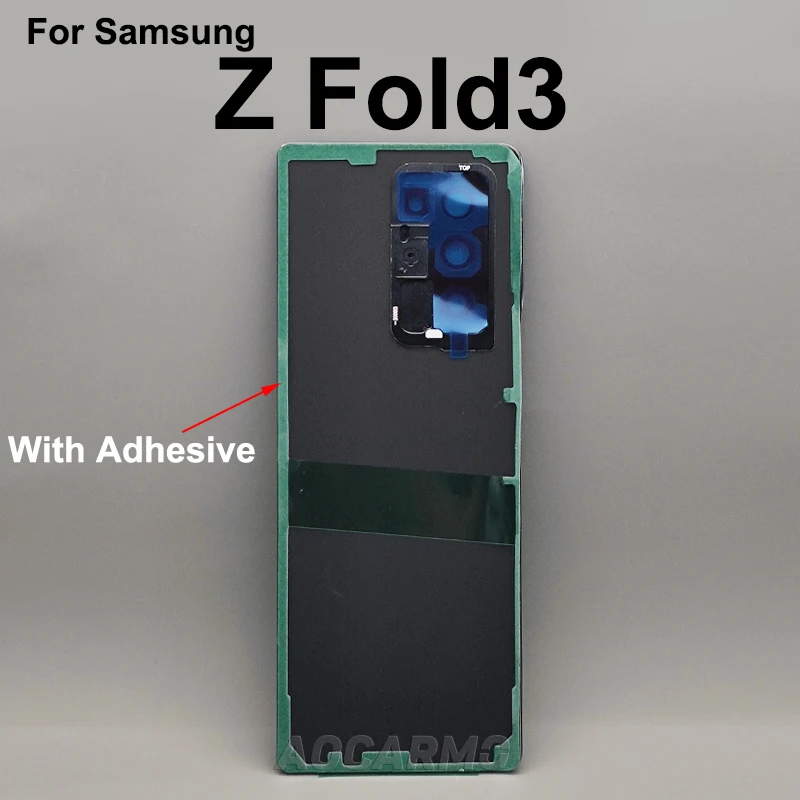 Aocarmo For Samsung Galaxy Z Fold3 5G F926 Back Battery Cover Rear Glass Housing Bezel With Adhesive Camera Lens Repair Part