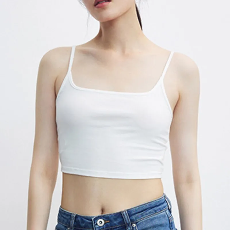 Women Crop Tops Seamless Spaghetti Underwear Sexy Tanks Top Female Summer Cropped Adjusted Strap Camis Backless Ribbed Camisole