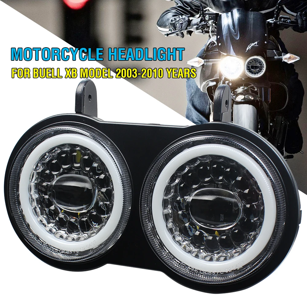 for Buell XB Model 2003-2010 Motorcycle Dual Light LED Light Headlight Hi Low Beam DRL Lamp