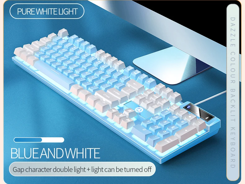 Gaming-Tastatur mit 104-Tasten, kabelgebundene Tastatur, farblich abgestimmt, Hintergrundbeleuchtung, mechanisches Gefühl, Computer-E-Sport-Peripheriegeräte für Desktop-Laptops – Detail 6