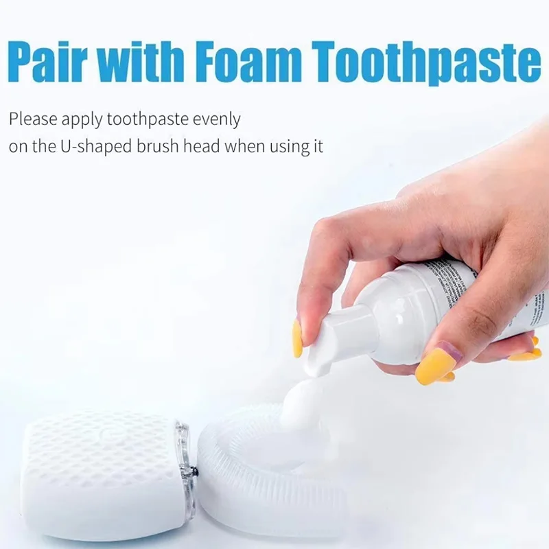 U Shaped Electric Toothbrush Sonic Oral Cleaner Soft Bristles Whitening Portable USB Rechargeable For Kids Adults Family Gift