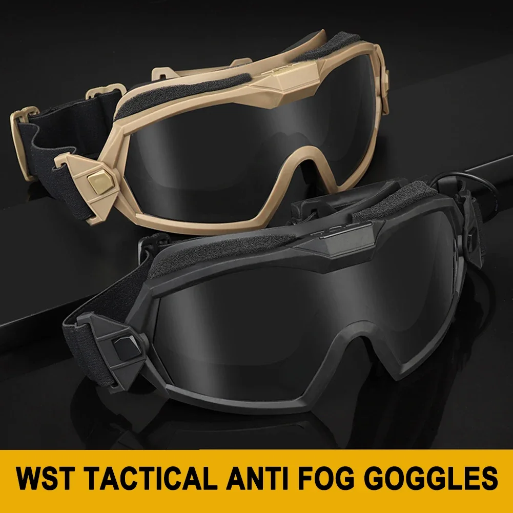 Airsoft Military Tactical Goggles with Micro Fan Anti-Fog Shooting Ballistic Glasses Windproof HD 3 Len Eyewear Helmet Paintball